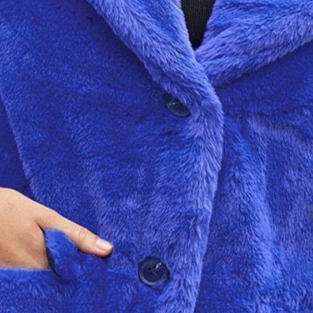 Luxe Vegan Fur Button Oversized Jacket Coat - Picture 16 of 16